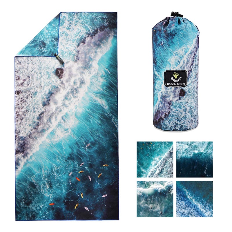4Monster Microfiber Beach Towel Quick Dry,Super Absorbent Lightweight Travel Towel for Swimmers, Sand Free Camping Towel, Beach Towels for Pool,Swim,Water Sports,Yoga - Image 1
